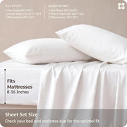 Bedsure PureWoven 100% Rayon Derived from Bamboo, Queen Sheets, 4 Pieces | Featured in Forbes Vetted, Cooling Sheets for Hot Sleepers, Breathable & Silky Soft, 16" Deep Pocket Bedding, White