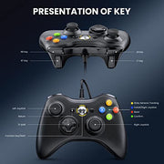 VOYEE PC Controller, Wired Compatible with Xbox 360 & Slim/Windows 10/8/7 | Upgraded Joystick, 7.2ft Cord, Ergonomic Grips, Double Shock | Enhanced (Black)