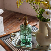 JASAI 18Oz Green Glass Soap Dispenser with Gold Rust Proof Pump