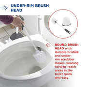 Clorox Corner Toilet Bowl Brush with Under Rim Scrubber, Includes Corner Storage Caddy, White