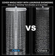 Rain Shower Head with Handheld Showerhead, Chrome 1.8GPM 460311 | 12" High Pressure Rainfall Shower Heads, 9 Sprays Handheld Showerheads, Magnetic Docking, Power Jets, 59" Shower Hose