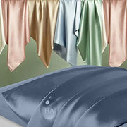 DKBslik Mulberry Silk Pillow Cases Standard Size with Zipper, Ash Blue | Silk Pillowcase for Hair and Skin, Anti Acne Cooling Sleep Both Sides Natural Silk Satin Pillow Covers, Gifts for Women Men