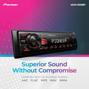 Pioneer MVH-S110BT 1-Din Digital Media Car Stereo with Bluetooth | Digital Media Receiver, USB Input, 50W x 4 Output, AM/FM Radio, iPhone & Android Compatible, Front & SW RCA Output