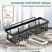 Veken Shower Caddy 6-Pack, Bathroom Organizers and Storage Shelves, Black | Advanced Rustproof Design, Large Capacity, No Drilling, Adhesive Rack with Soap Holder, Wall-Mounted Kitchen & Home Decor