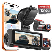 4K+4K+1080P 3 Channel Dash Cam, Free 128GB Card, AProX HD Night Vision | Dash Cam Front and Rear with Cabin, 5.8GHz WiFi6 - up to 20MB/s, App, GPS, G-Sensor, 24H Parking Mode, Support 512GB Max