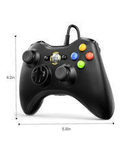 VOYEE PC Controller, Wired Compatible with Xbox 360 & Slim/Windows 10/8/7 | Upgraded Joystick, 7.2ft Cord, Ergonomic Grips, Double Shock | Enhanced (Black)