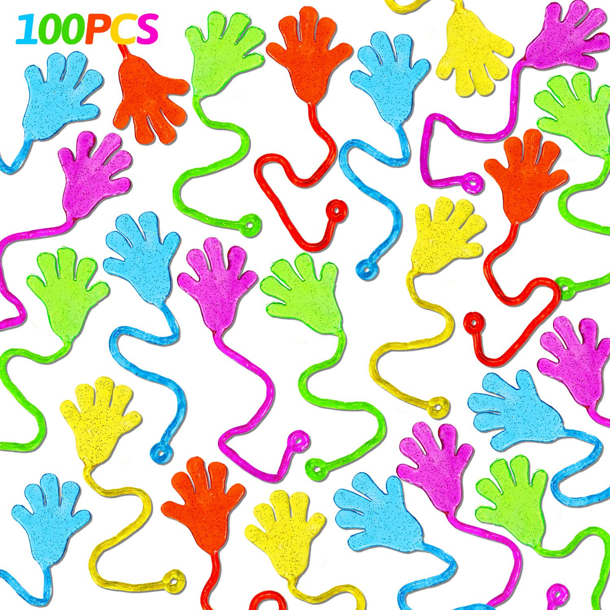 100PCS Sticky Hands Bulk Party Favors for Kids 4-8 8-12 Halloween Toys Bulk | Halloween Goodie Bag Stuffers Non Candy Treats Classroom Treasure Box Toys Carnival Prizes Birthday Trinket Pinata Fillers