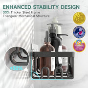 Veken Shower Caddy 6-Pack, Bathroom Organizers and Storage Shelves, Black | Advanced Rustproof Design, Large Capacity, No Drilling, Adhesive Rack with Soap Holder, Wall-Mounted Kitchen & Home Decor