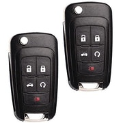 MechanMagic Flip Key Fob Replacement Fits for Chevy Equinox Camaro 2010-2019 Cruze Malibu Impala Sonic GMC Terrain Buick Lacrosse Regal Verano Encore Keyless Entry Remote Control 2 Sets