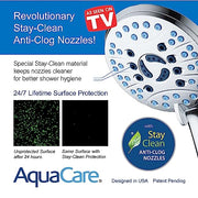 AquaCare 8-mode High Pressure Handheld Shower Head with 2-mode Power Wash | Stay Clean Nozzles, Dual Power Wash for Tub, Tile & Pets, Long 6 ft. Stainless Steel Hose, Wall & Overhead Brackets / Chrome