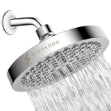 SparkPod Rain Shower Head, 6 Inch Round, Luxury Polished Chrome Finish | High Pressure Shower Heads, 90 Nozzles, Adjustable Showerhead, No Tools Needed, Universal Connection