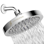 SparkPod Rain Shower Head, 6 Inch Round, Luxury Polished Chrome Finish | High Pressure Shower Heads, 90 Nozzles, Adjustable Showerhead, No Tools Needed, Universal Connection