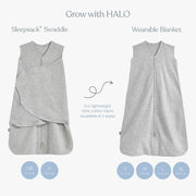 HALO SleepSack Swaddle | Cotton | 1.5 TOG | 68-75°F | 6-12 lbs |Baby Blue | 3-Way Swaddle: Arms In, Hands-to-Face or Arms Out | Double Zipper for Easy Changes | Hip-Healthy Design | Newborn 0-3 Months