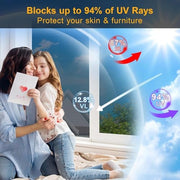 Upgraded One Way Window Privacy Film Sun Heat Blocking, 17.5" x 78.7" | Reflective Mirror Window Tint for Home Glass Windows Cover See Out Not In, Static Cling, Anti-UV, Anti-Glare, Black-Silver