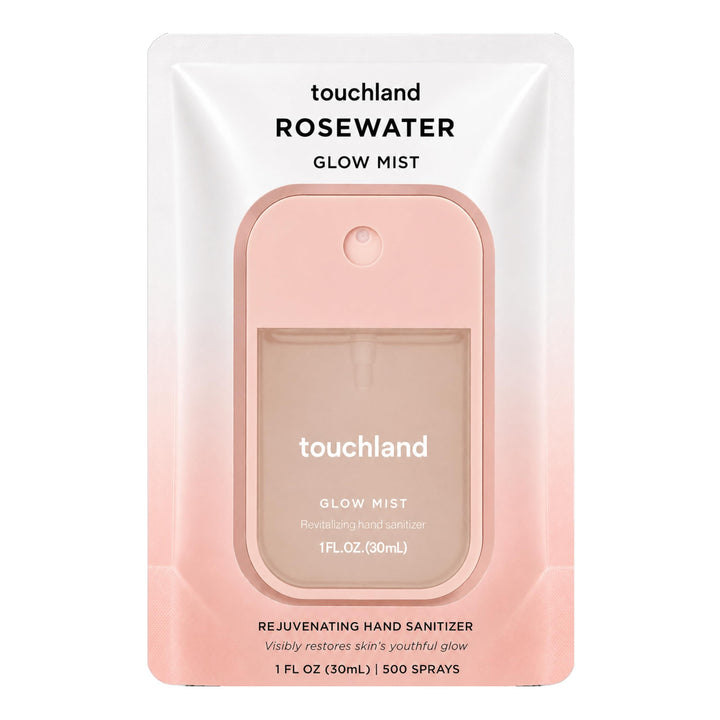 Touchland Glow Revitalizing Hydrating Hand Sanitizer Spray Travel Size | TSA ready Power Mist with skincare benefits. Soft and delicate classic floral scent for visibly restored youthful glow