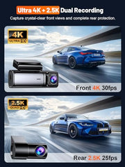 Affver 4K+2.5K Dash Cam Front and Rear, Built-in 5G WiFi 6 GPS Dual Dashcam | 64GB Card Included, 3.59" IPS Screen, APP Control, G-Sensor, Loop Recording, 24H Parking Mode, Night Vision, Car Dash Camera
