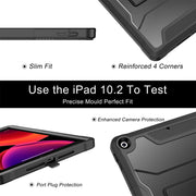 Soke Case for iPad 9th/8th/7th Generation 10.2-Inch - Black | Built-in Screen Protector and Kickstand, Rugged Full Body Protective Cover for Apple iPad Gen 9/8/7 2021/2020/2019