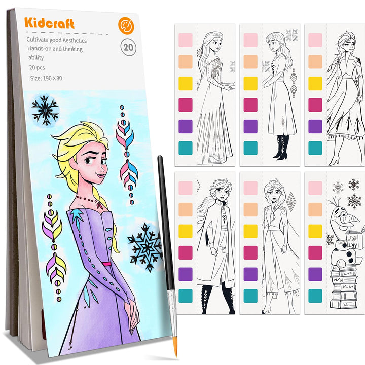 Kidcraft Paint with Water Coloring Books for Toddlers, Ice Princess | Mess Free Watercolor Painting Set for Kids, Arts & Crafts Drawing Activity Gifts for Kids Ages 3-5 4-8, Travel Activity Toys
