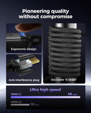Silkland Certified HDMI 2.1 Cable Ultra High Speed 48Gbps Braided HDR 6.6FT | 4K@240Hz 144Hz 120Hz, 8K@60Hz, 1440P, HDR10+, eARC, HDCP 2.3, Dolby Atmos, DTS:X, Xbox, PS5, PS4, Roku TV, Monitor, PC TV