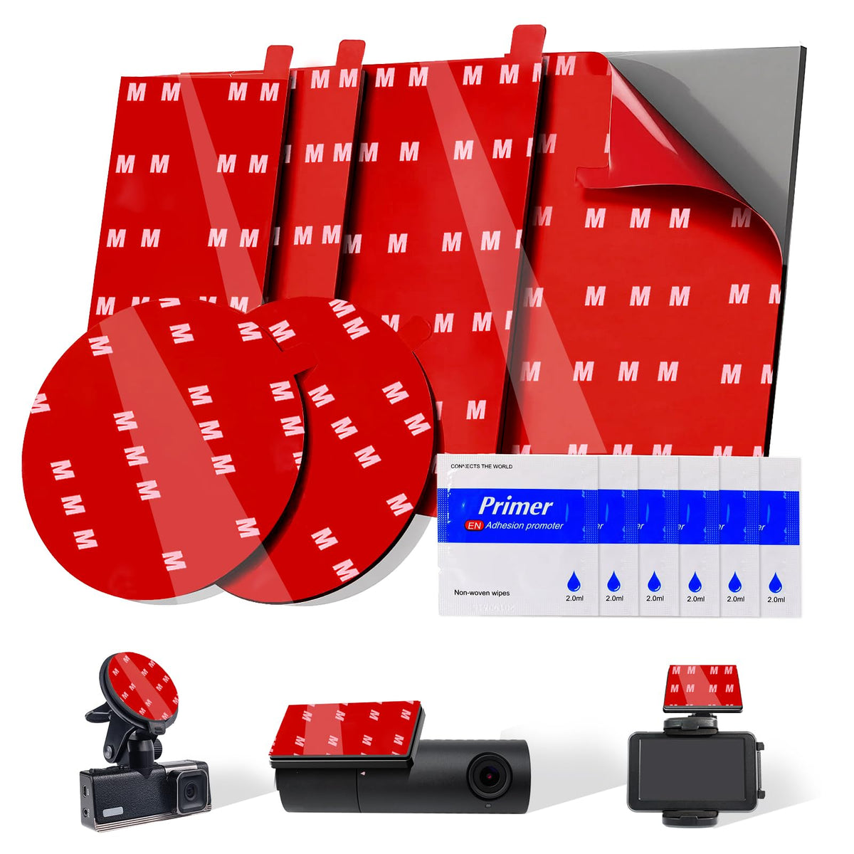 6 Pcs Dash Cam Adhesive Pads, Double Sided Adhesive Pads for Car Dashboard,Very High Bond Heat Resistant Tape for Windshield,Heavy Duty Sticky Pads for Car Phone Holder and Dash Cam