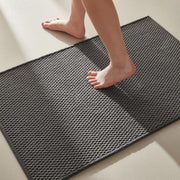 TYUU Bathroom Rugs Non Slip Washable, Super Absorbent Thin Bath Mat Small Quick Dry Low Pile Bathroom Rug, Dark Grey 16"x24"