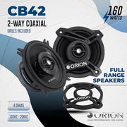 ORION Cobalt CB42 4" 2-Way Coaxial Car Speakers, 160W Pair | Full Range Audio, Polypropylene Cone, Butyl Rubber Surround, Easy Installation