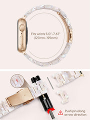 V-MORO Resin Bands Compatible with Apple Watch Band,41mm/40mm/38mm/42mm | Fashion Lightweight Strap for iWatch Series 12/11/10/9/8/7/6/5/4/3/2/1,Women Jewelry Dressy Bracelet Adjustable,Ivory White