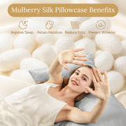 INFIIXSO Mulberry Silk Pillow Cases Standard Size with Zipper, Light Grey | Ultra Smooth & Soft Silk Pillowcase for Hair & Skin, Cooling Pillow Cover for Hot Sleepers, Hidden Zipper, 1Piece 20"x26"