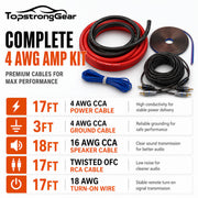 4 Gauge Amp Wire Kit, 4 CCA AWG Amplifier Wiring Kit for Subwoofer Speaker | Car Audio Amp Install Kit with 20ft Power Ground Battery Cable, RCA Cables, Fuse Holder, Speaker Wire, Turn On Wire