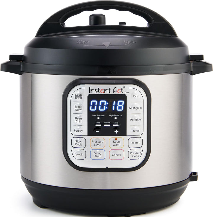 Instant Pot Duo 6 Qt 7-in-1 Electric Pressure Cooker, Stainless Steel | Slow cooks, makes rice and yogurt, steams, sautés, warms and sterilizes, with an app featuring 800+ recipes.
