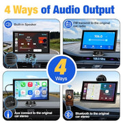 Carplay Screen for Car, 7 inch Wireless Carplay & Android Auto（Black） | Portable Touchscreen car play with Mirror Link，Bluetooth，Voice Control，Map Navigation，FM Transmit，Plug-and-Play car stereo