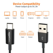 Amazon Basics USB-A to USB-C Fast Charger Cable, USB 2.0, 480Mbps Data Transfer Speed, USB-IF Certified, for Apple iPhone 16/15, iPad, Samsung Galaxy, Tablets, Car, 3ft, Black