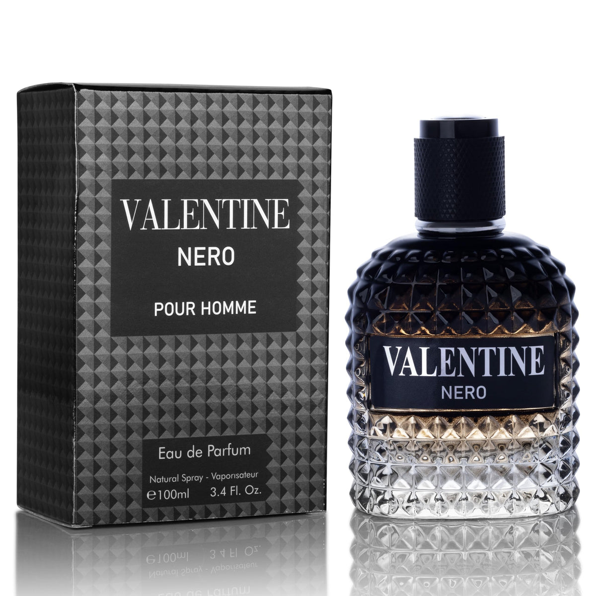 Valentine Nero for Men, Woody Aromatic Cologne, 3.4 fl oz | Woody aromatic fragrance with floral and mineral notes. Masculine everyday scent. Long lasting cologne. 100ml.