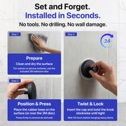 HOME SO Suction Cup Hooks for Shower & Bathroom Towel Holder 2-Pack Black