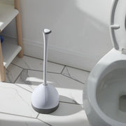 Clorox Toilet Plunger with Hideaway Holder Caddy Heavy-Duty Compact Design with Non-Skid Rubber Base for Bathroom Convenient Storage Toilet Unclogger, 6.5x19.5-Inch, White