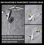 Rain Shower Head with Handheld Showerhead, Chrome 1.8GPM 460311 | 12" High Pressure Rainfall Shower Heads, 9 Sprays Handheld Showerheads, Magnetic Docking, Power Jets, 59" Shower Hose