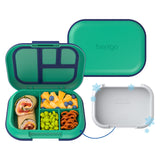 Bentgo Chill Kids 4-Compartment Bento Box Leakproof Lunch Box | Built-In Ice Pack, 3.3 Cup Capacity, BPA-Free, Microwave & Dishwasher Safe Tray, Ideal for Ages 3–7 (Green/Navy)