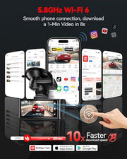 REDTIGER 4K STARVIS 2 Dashcam Front Rear, 5GHz WiFi 20MB/s, Free 128GB Card | Voice Control, Touch Screen, GPS, Loop Recording, Parking Mode, Audio Recording, WDR Night Vision, Supercapacitor(F7N Touch)