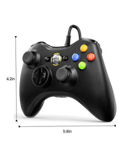 VOYEE PC Controller, Wired Compatible with Xbox 360 & Slim/Windows 10/8/7 | Upgraded Joystick, 7.2ft Cord, Ergonomic Grips, Double Shock | Enhanced (Black)