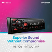 Pioneer MVH-S110BT 1-Din Digital Media Car Stereo with Bluetooth | Digital Media Receiver, USB Input, 50W x 4 Output, AM/FM Radio, iPhone & Android Compatible, Front & SW RCA Output