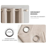 MIULEE 100% Blackout Linen Curtains for Bedroom 52x84 Inches Natural Beige | Room Darkening, Light Blocking, Thermal Insulated, Grommet Top, Linen Textured, Window Curtains for Living Room, 2 Panels
