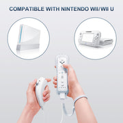 FASIGO Remote Controller with Nunchuck, Compatible with Nintendo Wii/Wii U | 2 Pack, White