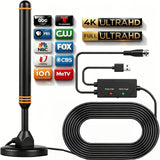 TV Antenna for Smart TV Indoor, Digital TV Antenna for Local Channels | HD Digital Antenna with Amplifier Signal Booster for Local Channels Supports 4K 1080p-16.5 ft Long Cables
