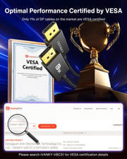 IVANKY VESA Certified 8K DisplayPort Cable 1.4, 6.6ft DP Cable Supports HDR | Display Port Cable, 8K@60Hz, 4K@240Hz, 2K@240Hz, HBR3, 32.4Gbps, HDCP 2.2, FreeSync G-Sync, for Gaming Monitor, Graphics, PC
