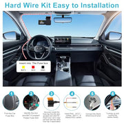 Dash Cam Hardwire Kit USB C, 12V-24V to 5V/3A Adapter Power Cable with Voltage Display, 24/7 Parking Mode, Acc Detection, 4-Level Low Voltage Protection (11.6V/11.9V/12.2V/12.5V)