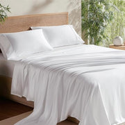 Bedsure PureWoven 100% Rayon Derived from Bamboo, Queen Sheets, 4 Pieces | Featured in Forbes Vetted, Cooling Sheets for Hot Sleepers, Breathable & Silky Soft, 16" Deep Pocket Bedding, White