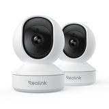 REOLINK Home Security Camera System, E1(2 Pack), Smart Human/Pet Detection | 4MP HD Plug-in Indoor WiFi 6 Pan Tilt Pet Camera, Baby Monitor, Night Vision, 2 Way Talk, Local microSD Card Storage