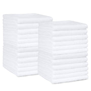 Amazon Basics Fast Drying Cotton Washcloths for Bathroom, Machine Washable, Soft and Highly Absorbent, 12 x 12 in, White, 24-Pack