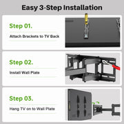 USX MOUNT Full Motion TV Wall Mount for Most 32-70 inch TVs up to 99 lbs, Wall Mount Bracket with Dual Articulating Arms, Swivel, Tilt, Max VESA 400x400mm, TV Mount Fits 12”/16” Wood Studs