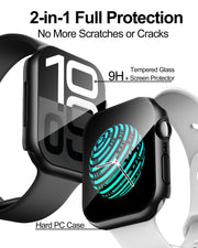 Smiling 2 Pack Case Built in Tempered Glass Screen Protector Compatible with Apple Watch Series 11 (2025)/Series 10 46mm, Hard PC Case Overall Protective Cover- Black
